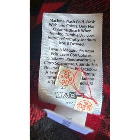 Wonder Nation Boys Large 10-12 Husky Plaid Flannel Shirt Red Black Button Down - Picture 8 of 8